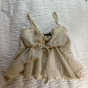 Cream Textured Tank Top